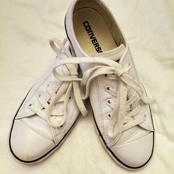 Converse White Leather Sneakers Low-Top Lace-Up 6 - Picture 2 of 6